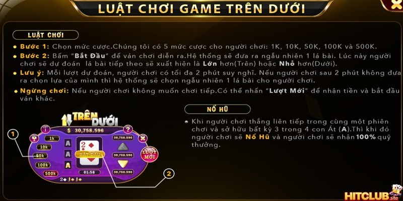 Quy tắc chơi Trên dưới Hitclub